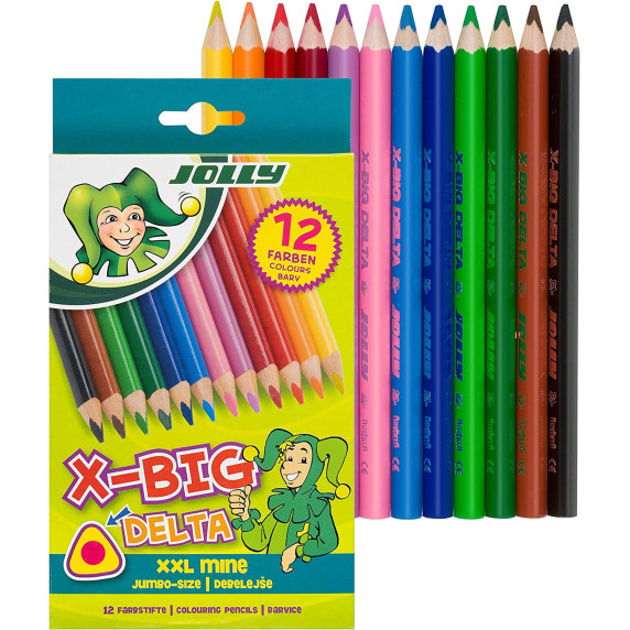 Creioane colorate - 12 bucăți -  JOLLY X-Big Delta