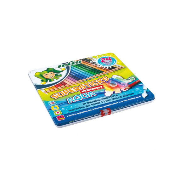 Farebné ceruzky v kovovej krabičke  JOLLY SUPERSTICKS AQUA 24 kusov