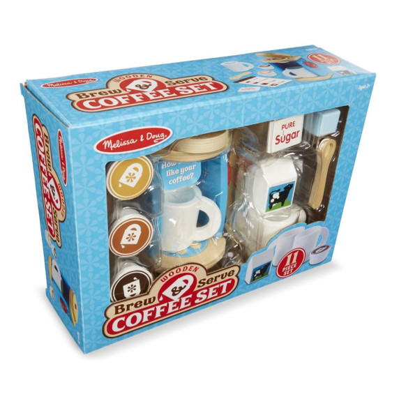 Cafetieră din lemn pentru copii cu accesorii - Melissa & Doug