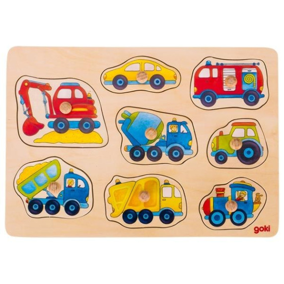 Drevená vkladačka - puzzle Goki - vozidlá