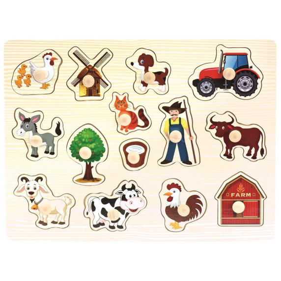 Drevená vkladačka - puzzle Bino - farma