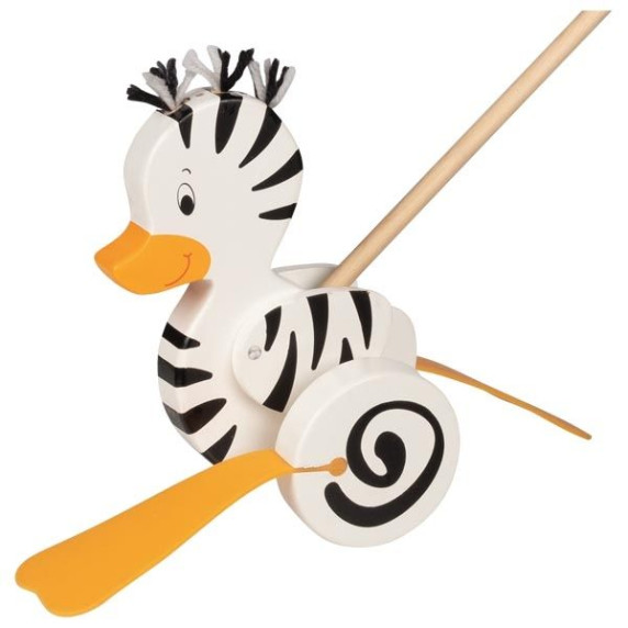 Drevená hračka na paličke GOKI - Zebra/kačica
