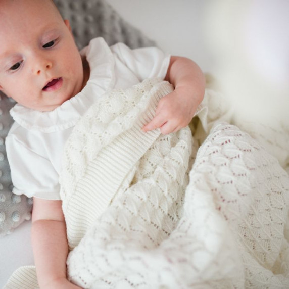 Kötött babapléd, takaró LEMONII Cotton Blanket - fehér