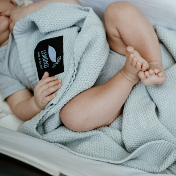 Kötött babapléd, takaró LEMONII Baby Blanket - szürke