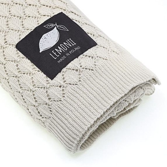Kötött babapléd, takaró LEMONII Cotton Blanket - bézs