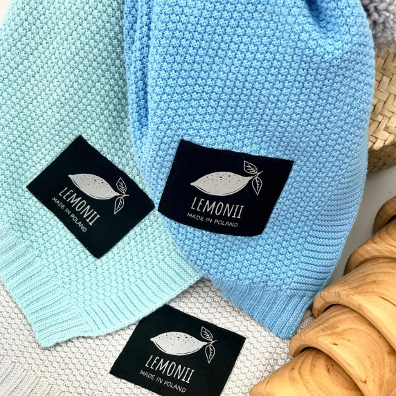 Pătură tricotată pentru copii - LEMONII Baby Blanket - albastru