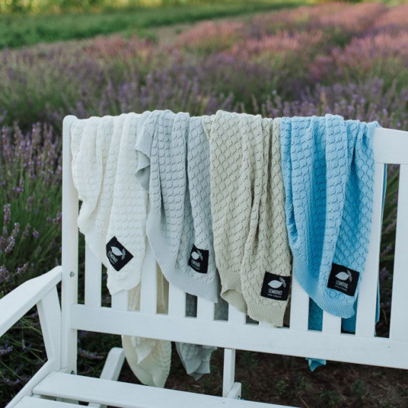 Kötött babapléd, takaró LEMONII Cotton Blanket - bézs