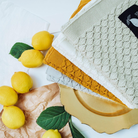 Kötött babapléd, takaró LEMONII Cotton Blanket - fehér