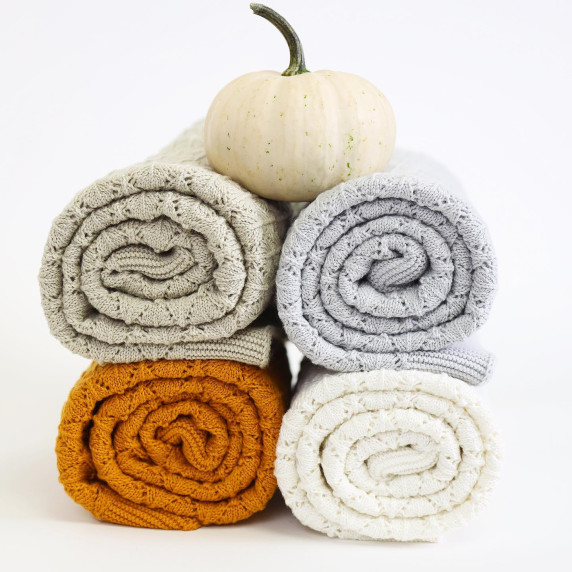 Kötött babapléd, takaró LEMONII Cotton Blanket - fehér