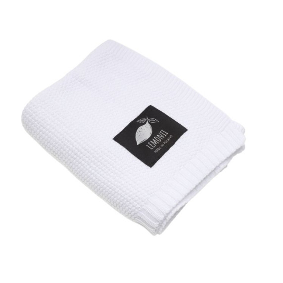 Pătură tricotată pentru copii - LEMONII Baby Blanket - alb