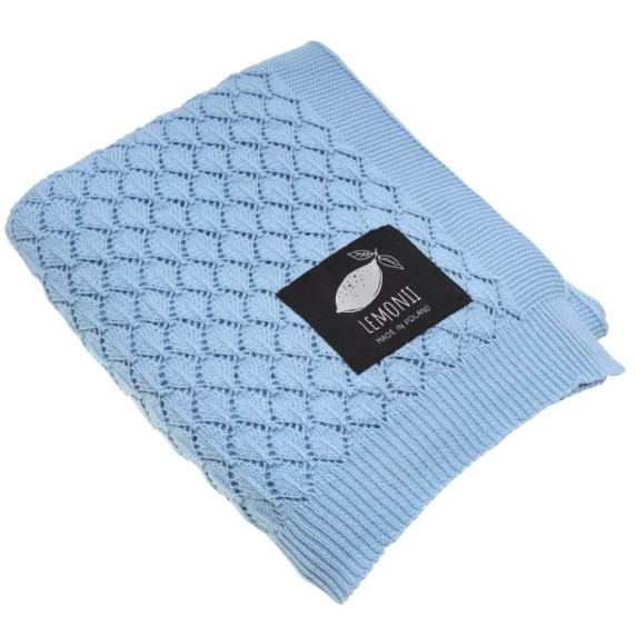Pletená detská deka, prikrývka LEMONII Cotton Blanket - modrá