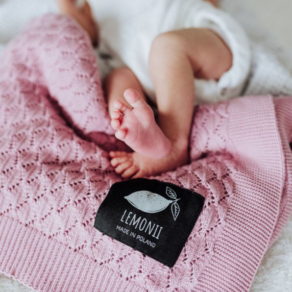 Pătură tricotată pentru copii - LEMONII Cotton Blanket - roz