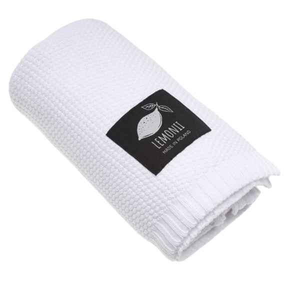 Pătură tricotată pentru copii - LEMONII Baby Blanket - alb