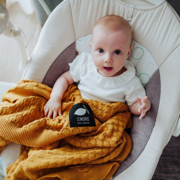 Pătură tricotată pentru copii - LEMONII Cotton Blanket - chihlimbar