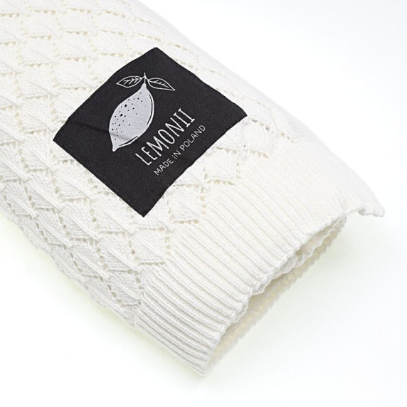 Kötött babapléd, takaró LEMONII Cotton Blanket - fehér