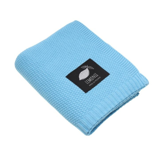 Pătură tricotată pentru copii - LEMONII Baby Blanket - albastru