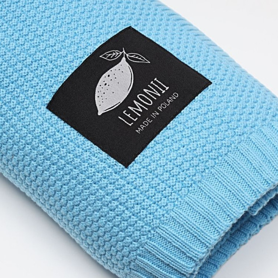 Pătură tricotată pentru copii - LEMONII Baby Blanket - albastru