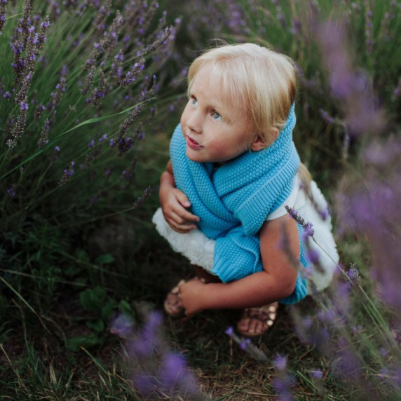 Pătură tricotată pentru copii - LEMONII Baby Blanket - albastru