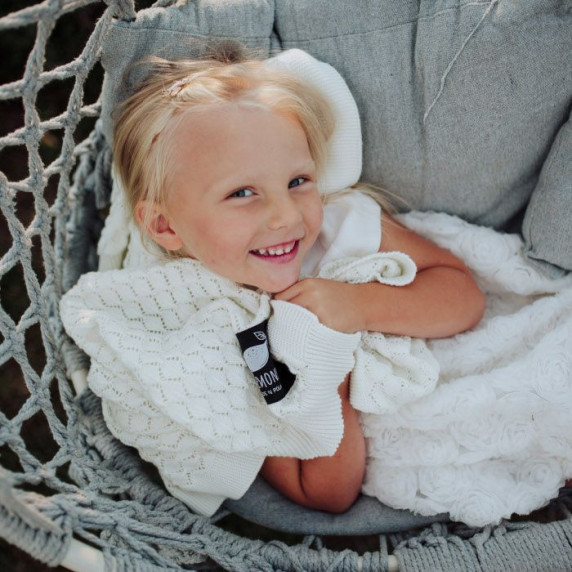 Kötött babapléd, takaró LEMONII Cotton Blanket - fehér