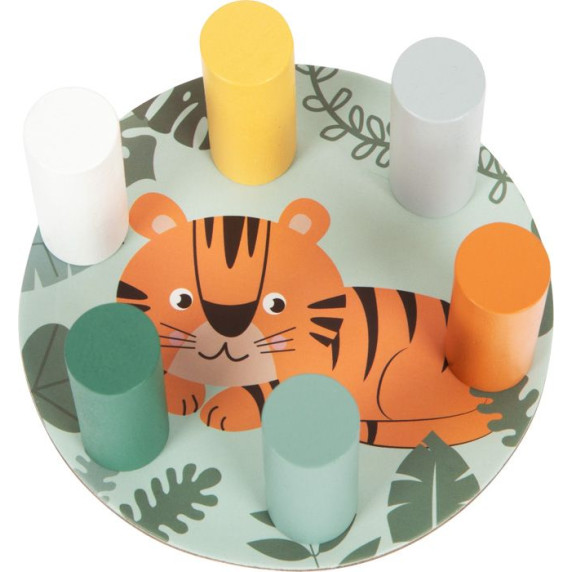 Jenga farebná drevená spoločenská hra guľatá Safari Small Foot