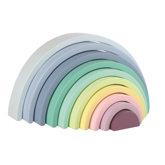 Jucărie de construcție din lemn - curcubeu - LELIN Rainbow Stack