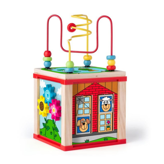 Drevená edukačná kocka s labyrintom WOODYLAND Didactic Cube