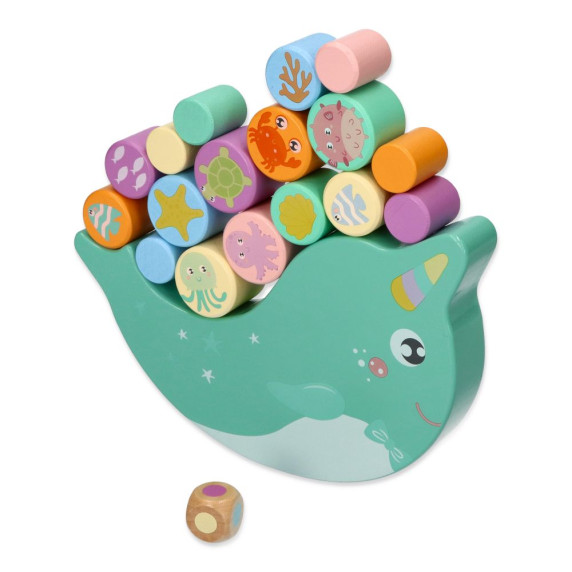 Jucărie de echilibru din lemn - narval - ADAM TOYS Balance game narwhal