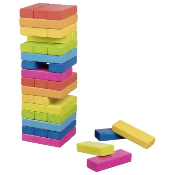 Joc Jenga din lemn - GOKI Rainbow