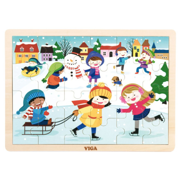 Puzzle din lemn - 24 buc - iarnă - Viga