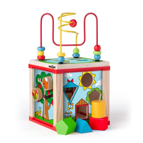 Drevená edukačná kocka s labyrintom WOODYLAND Didactic Cube