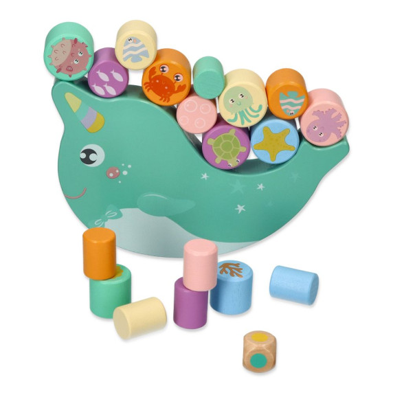 Jucărie de echilibru din lemn - narval - ADAM TOYS Balance game narwhal