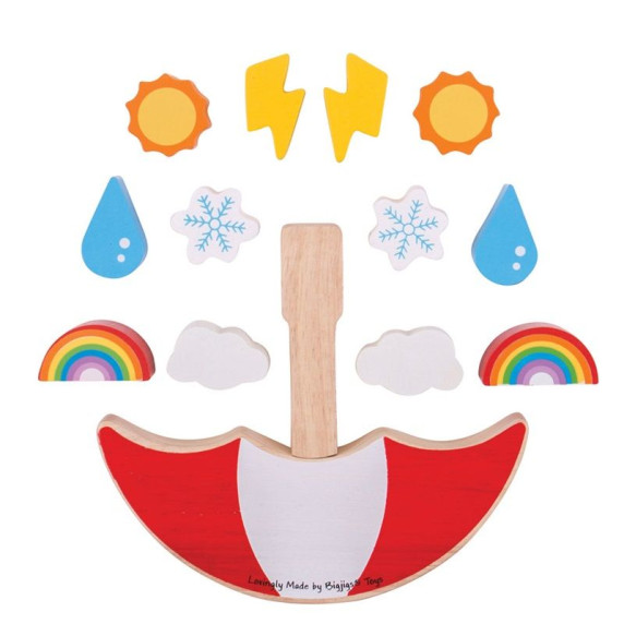 Drevená balančná hra Počasie BIGJIGS Balance game weather
