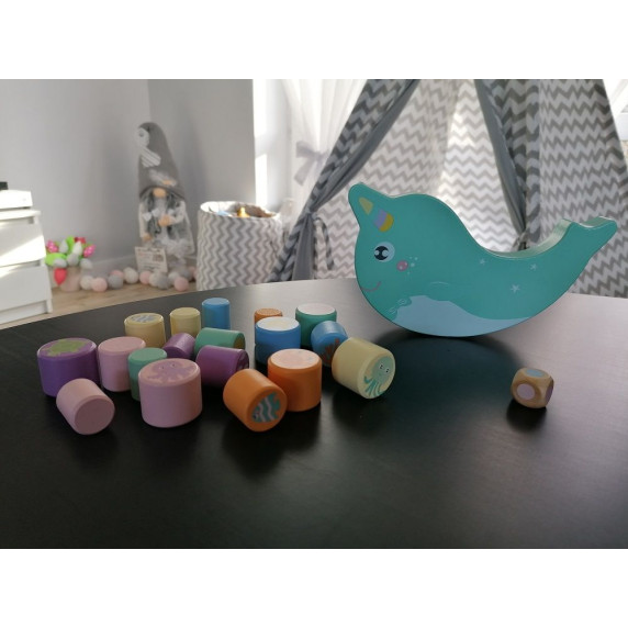 Jucărie de echilibru din lemn - narval - ADAM TOYS Balance game narwhal