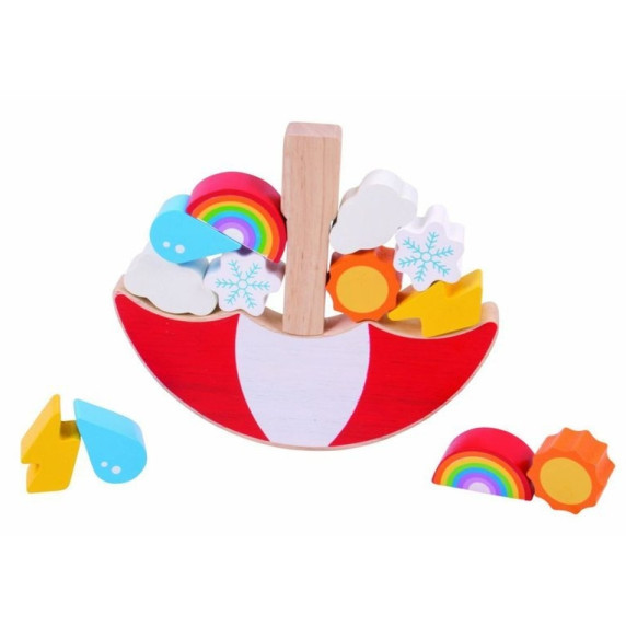 Drevená balančná hra Počasie BIGJIGS Balance game weather