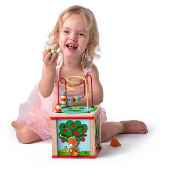 Drevená edukačná kocka s labyrintom WOODYLAND Didactic Cube