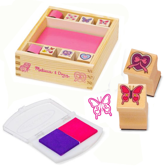 Fa játék bélyegző pecsét készlet MELISSA&DOUG Butterflies and hearts