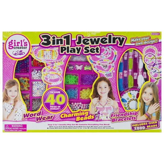 Set mărgele - Inlea4Fun 3in1 JEWELRY PLAY SET