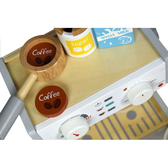 Cafetieră din lemn pentru copii cu accesorii - Lelin