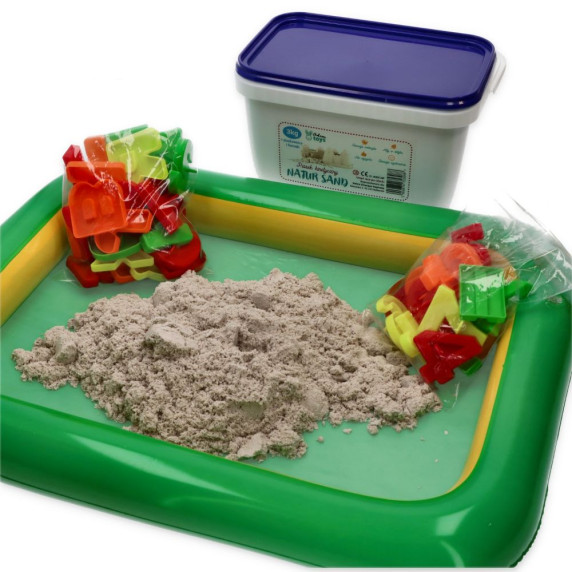 Nisip modelabil / nisip kinetic - 3 kg - ADAM TOYS Natursand + forme de litere și numere - N3014FLC
