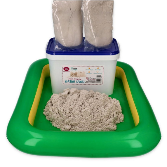 Nisip modelabil / nisip kinetic - 5 kg - ADAM TOYS Natursand + piscină de nisip gonflabilă  - N3015PF