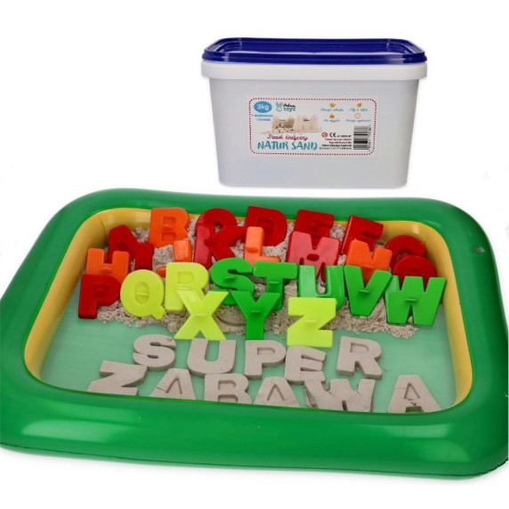 Nisip modelabil / nisip kinetic - 3 kg - ADAM TOYS Natursand + forme de litere și numere - N3014FLC