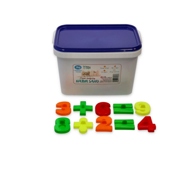 Nisip modelabil / nisip kinetic - 3 kg - ADAM TOYS Natursand + forme de litere și numere - N3014FLC