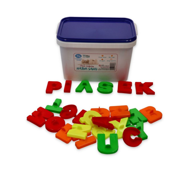 Nisip modelabil / nisip kinetic - 3 kg - ADAM TOYS Natursand + forme de litere și numere - N3014FLC