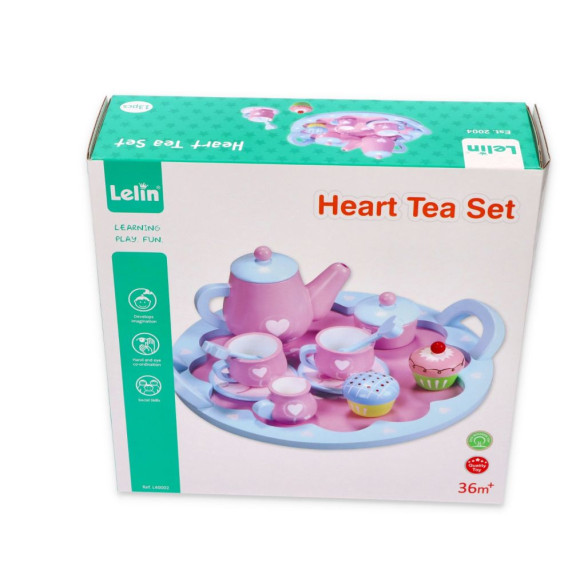 Detská čajová súprava drevená LELIN Heart Tea Set