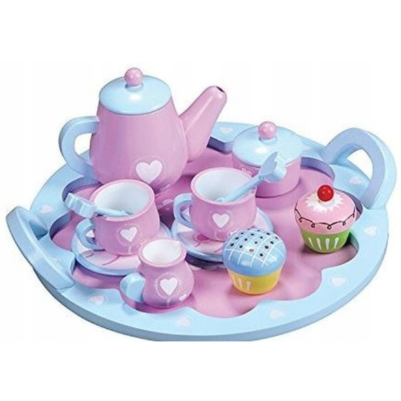 Detská čajová súprava drevená LELIN Heart Tea Set