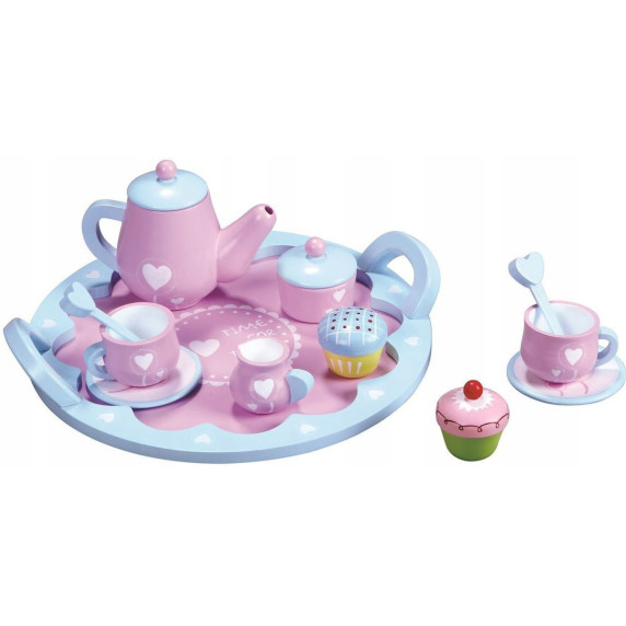 Detská čajová súprava drevená LELIN Heart Tea Set