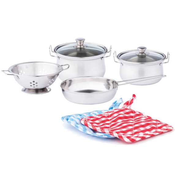 Játék konyhai fém edénykészlet WOODYLAND Cookware play set
