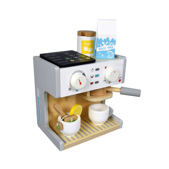 Cafetieră din lemn pentru copii cu accesorii - Lelin