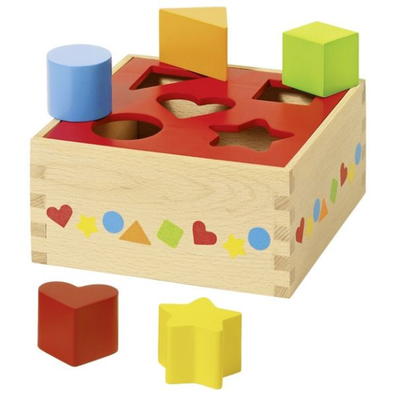Jucărie cu forme din lemn - Goki SORT BOX - roșu