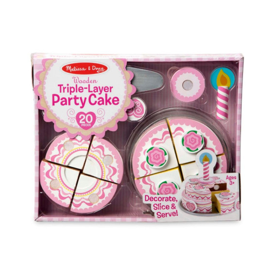 Set tort felii din lemn - MELISSA&DOUG Triple Layer Party Cake